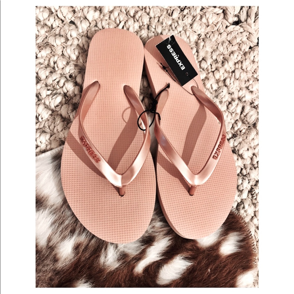 Express Rose Gold Flip Flips (size 7)